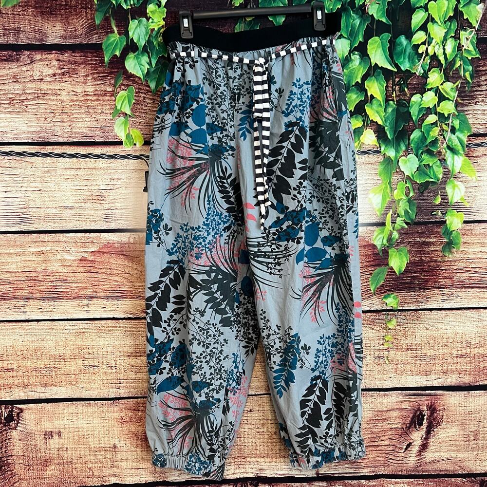 J Peterman Palazzo Pants Women's Large XL Joggers Boho Hawaiian Tropical Floral
